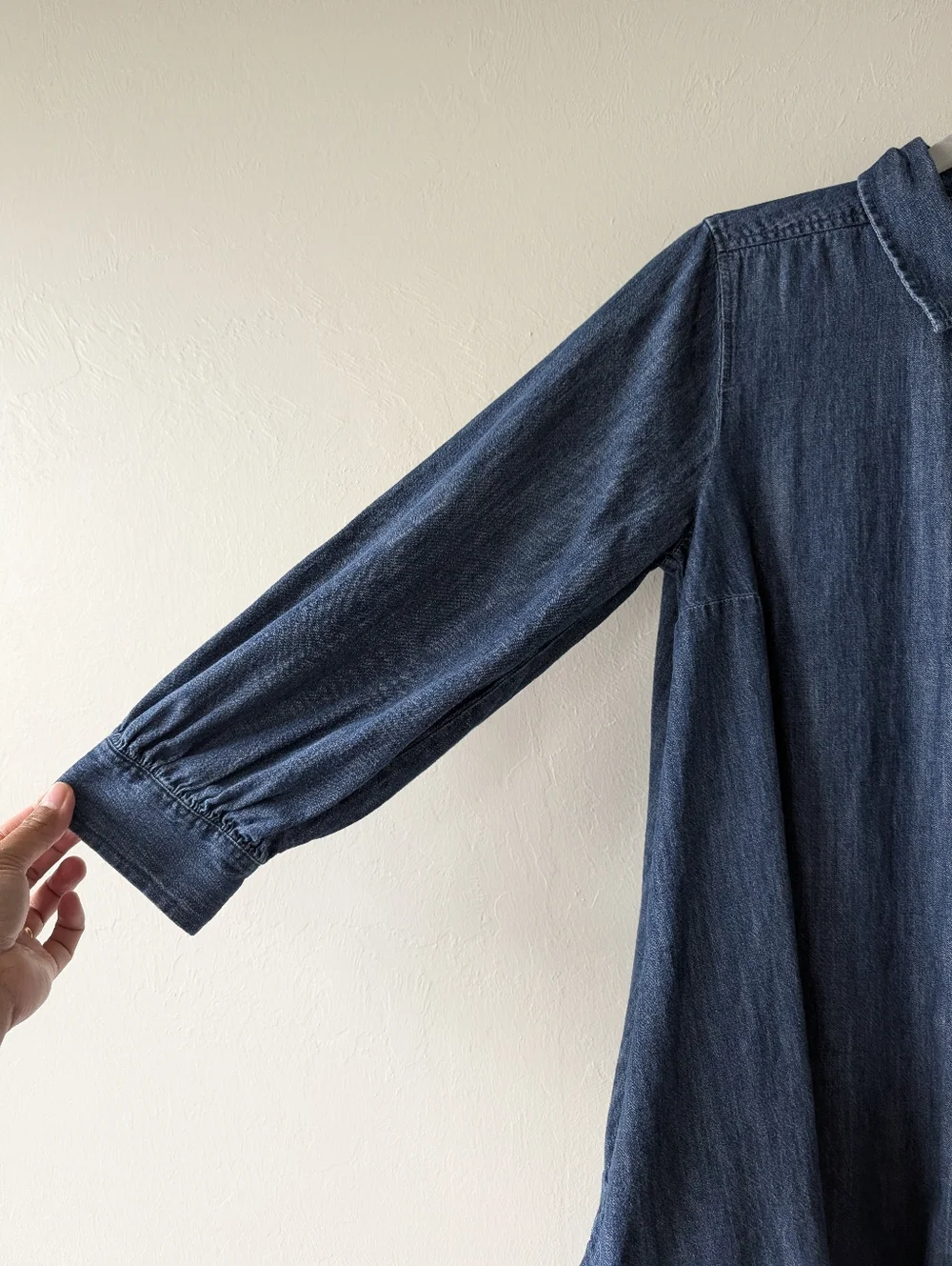 Free Assembly Blue Denim Button-Front Shirt Dress A-Line Size M Collared Cotton - Picture 3 of 16